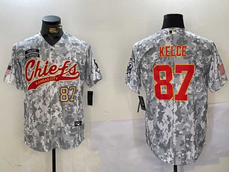 Mens Kansas City Chiefs #87 Travis Kelce 2024 Arctic Camo Salute To Service Stitched Baseball Jerseys->kansas city chiefs->NFL Jersey